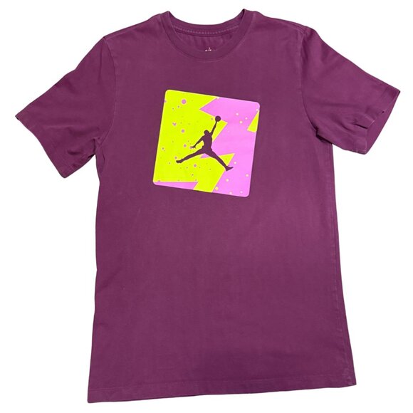 Jordan Poolside Graphic T-Shirt – Bordeaux/Purple/Pink/Lime Green, Size S - Picture 1 of 5